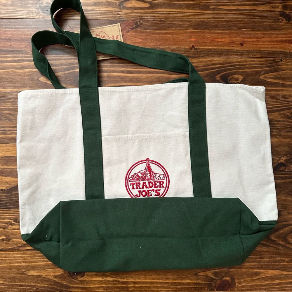 Trader Joe's large canvas tote green - Picture 2 of 4